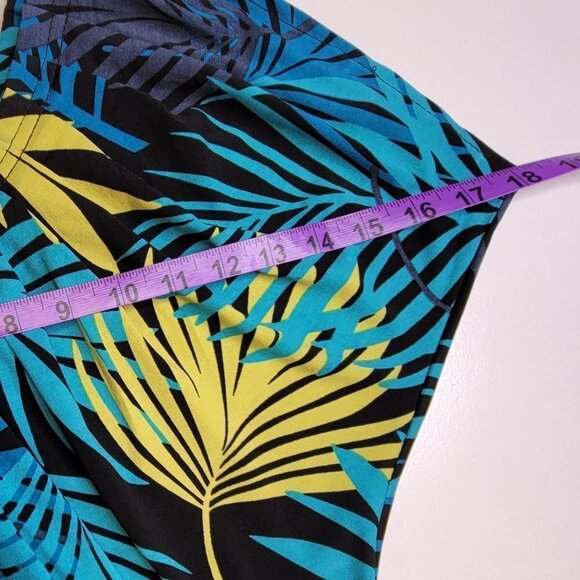NEW One Shoulder Sexy Blue and Yellow Tropical Palms Print Summer Dress - Picture 8 of 8